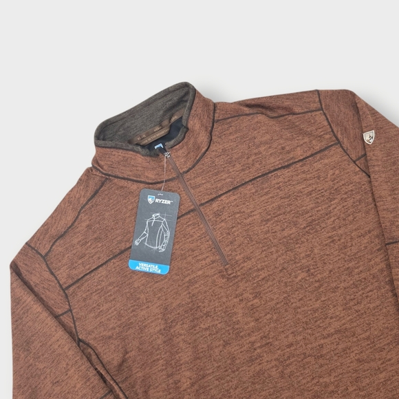 Kuhl Men's Ryzer 1/4 Zip Pullover Size XXL Long Sleeve Rust Brown New With Tags - Picture 2 of 12